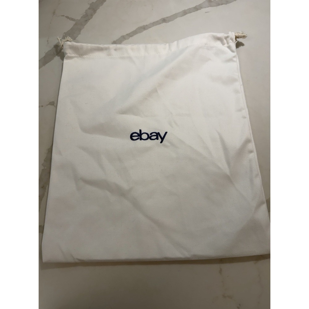 eBay Embroidered White Dust Bag 15x12" Drawstring Resell Regift